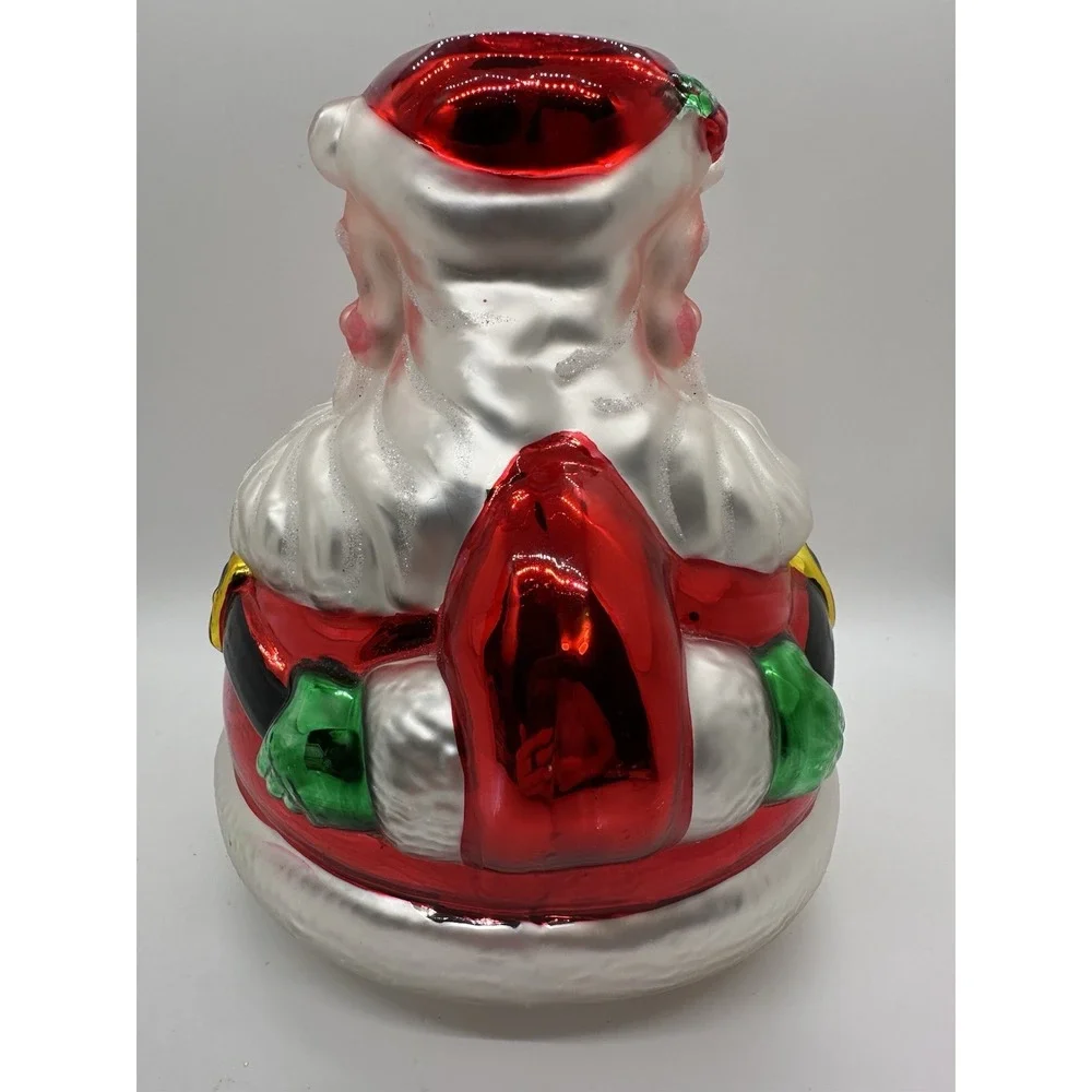 Dept 56 Handblown Mercury Glass Santa‎ Candle Holder Two Sided 7.5
